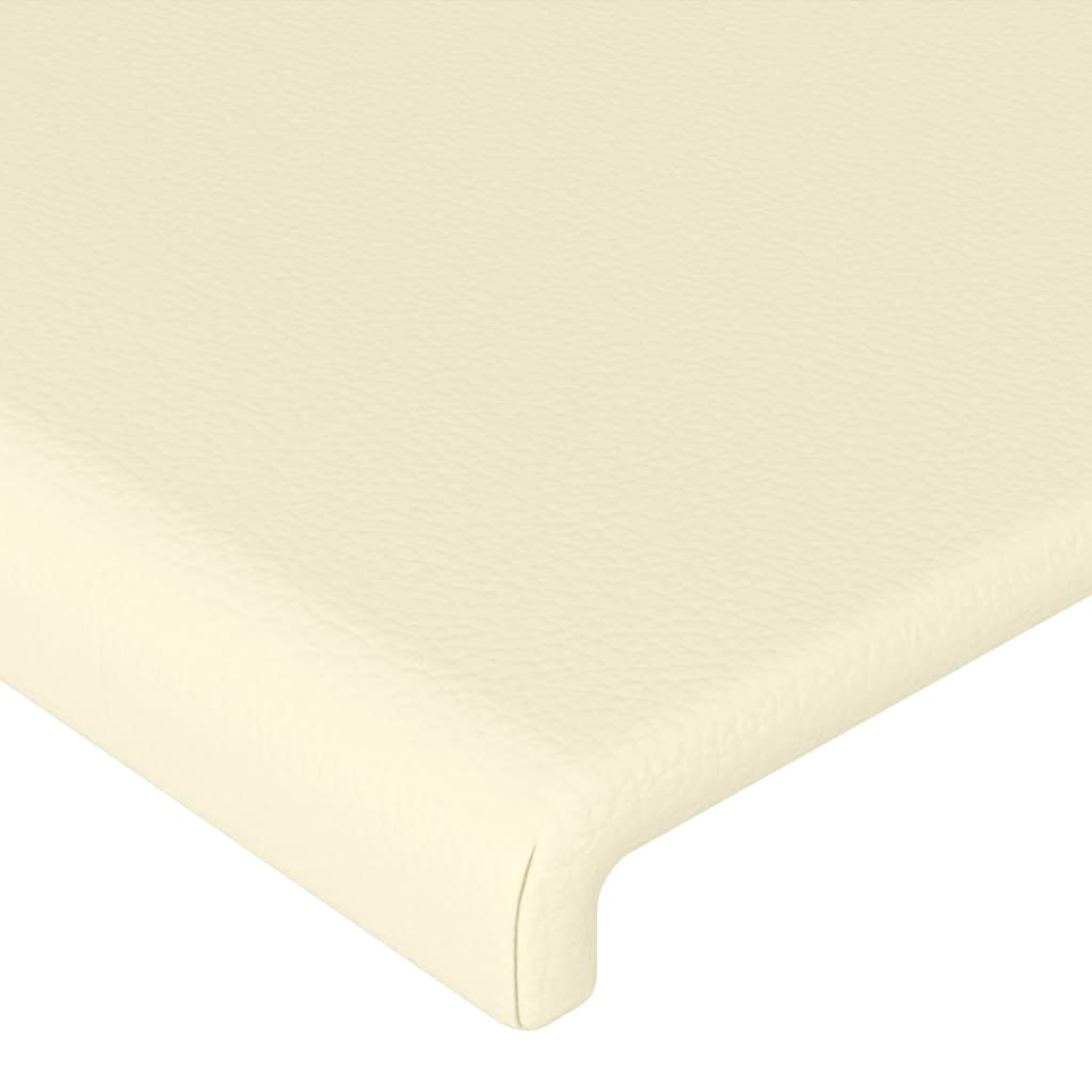 sengegavl med LED-lys 183x16x78/88 cm kunstlæder cremefarvet