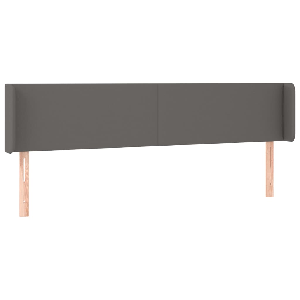 sengegavl med LED-lys 203x16x78/88 cm kunstlæder grå