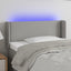 sengegavl med LED-lys 103x16x78/88 cm stof lysegrå