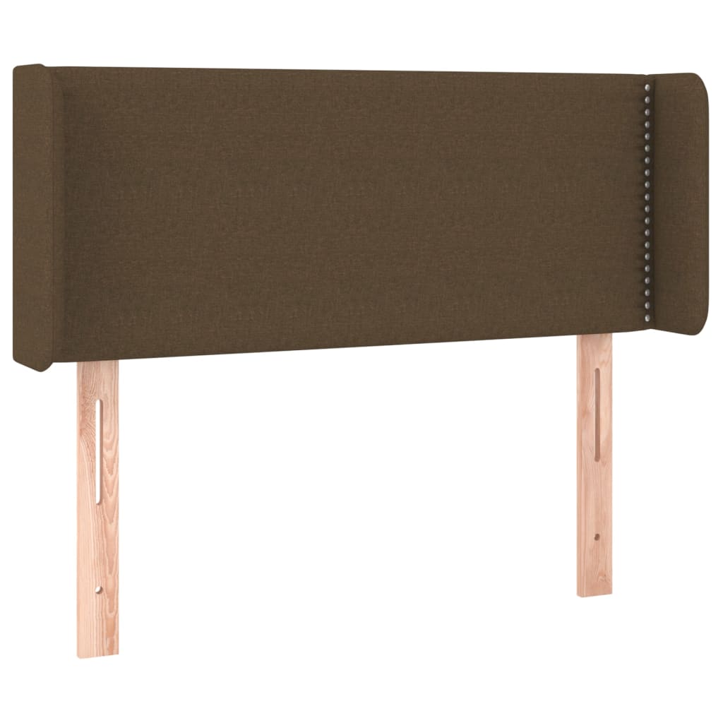 sengegavl med LED-lys 103x16x78/88 cm stof mørkebrun