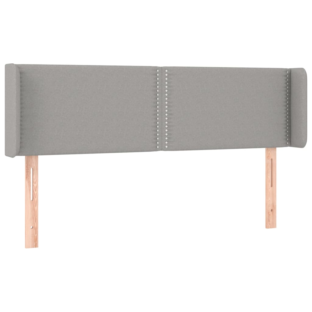 sengegavl med LED-lys 147x16x78/88 cm stof lysegrå