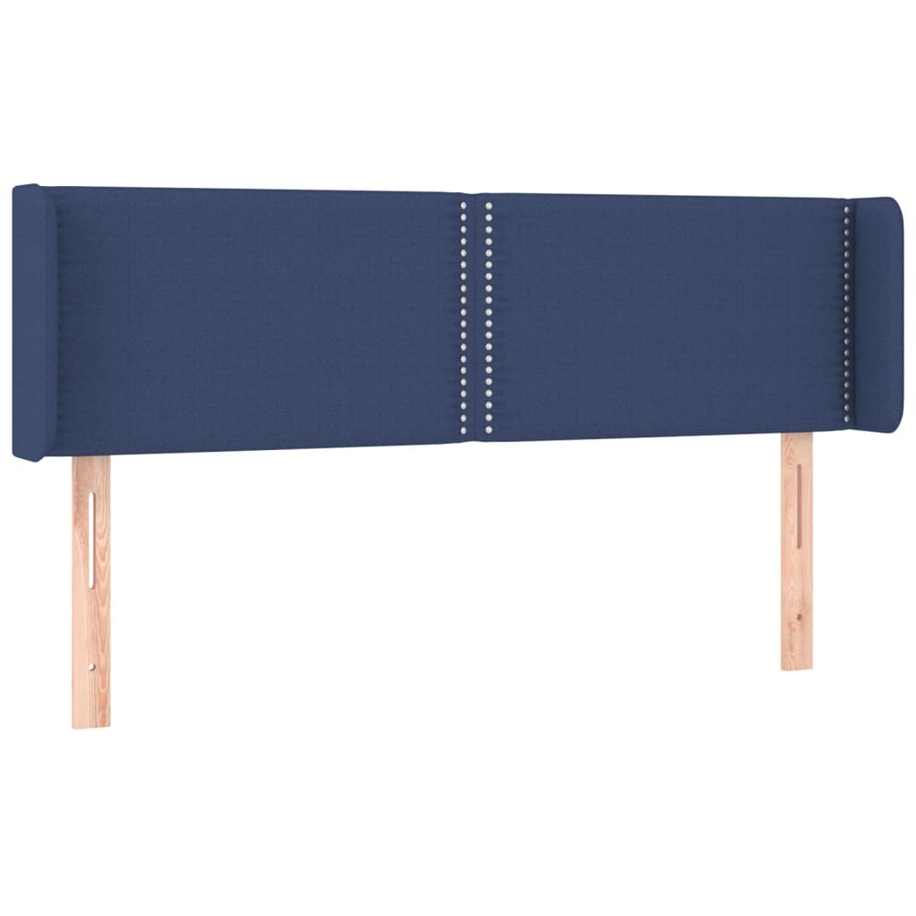 sengegavl med LED-lys 147x16x78/88 cm stof blå