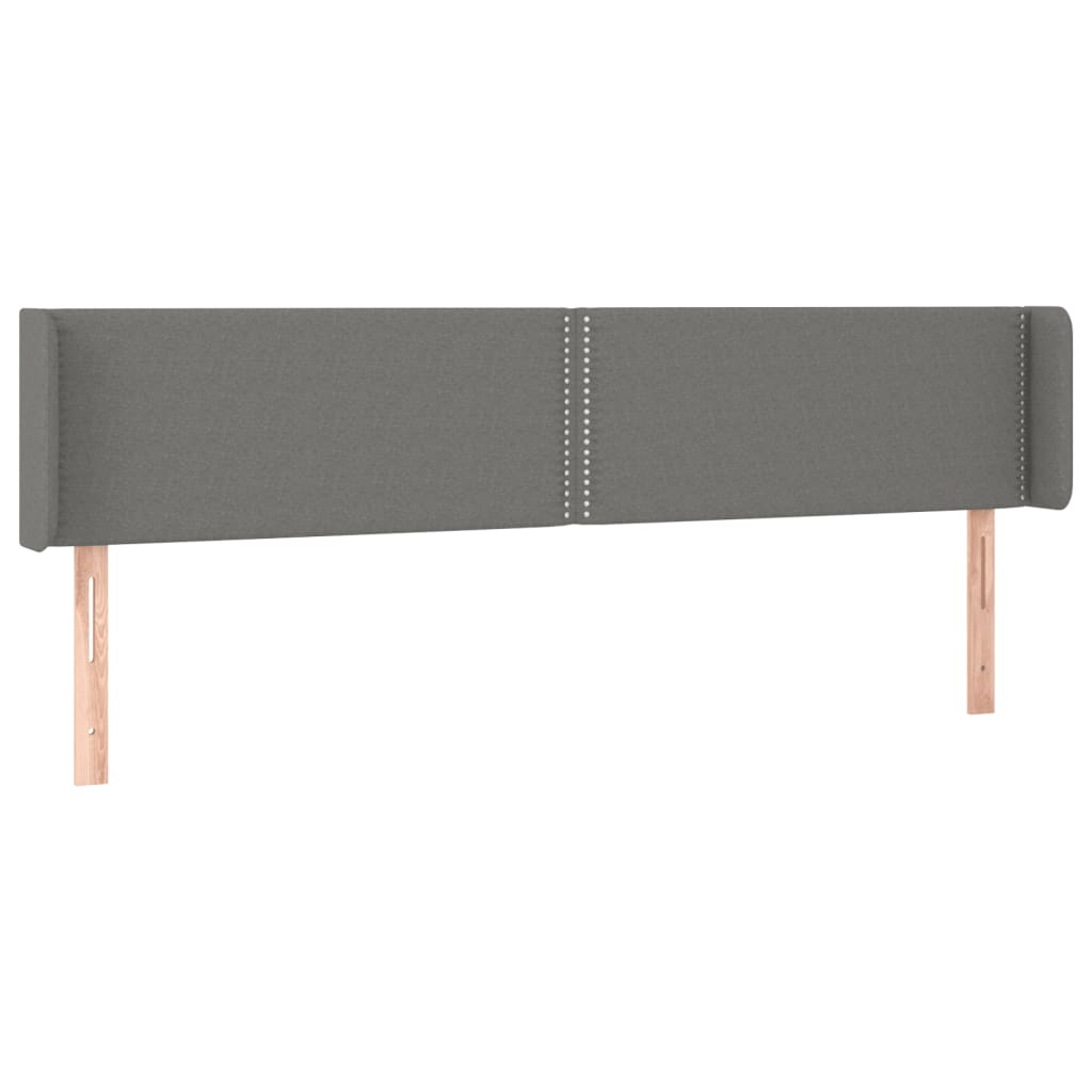sengegavl med LED-lys 183x16x78/88 cm stof mørkegrå