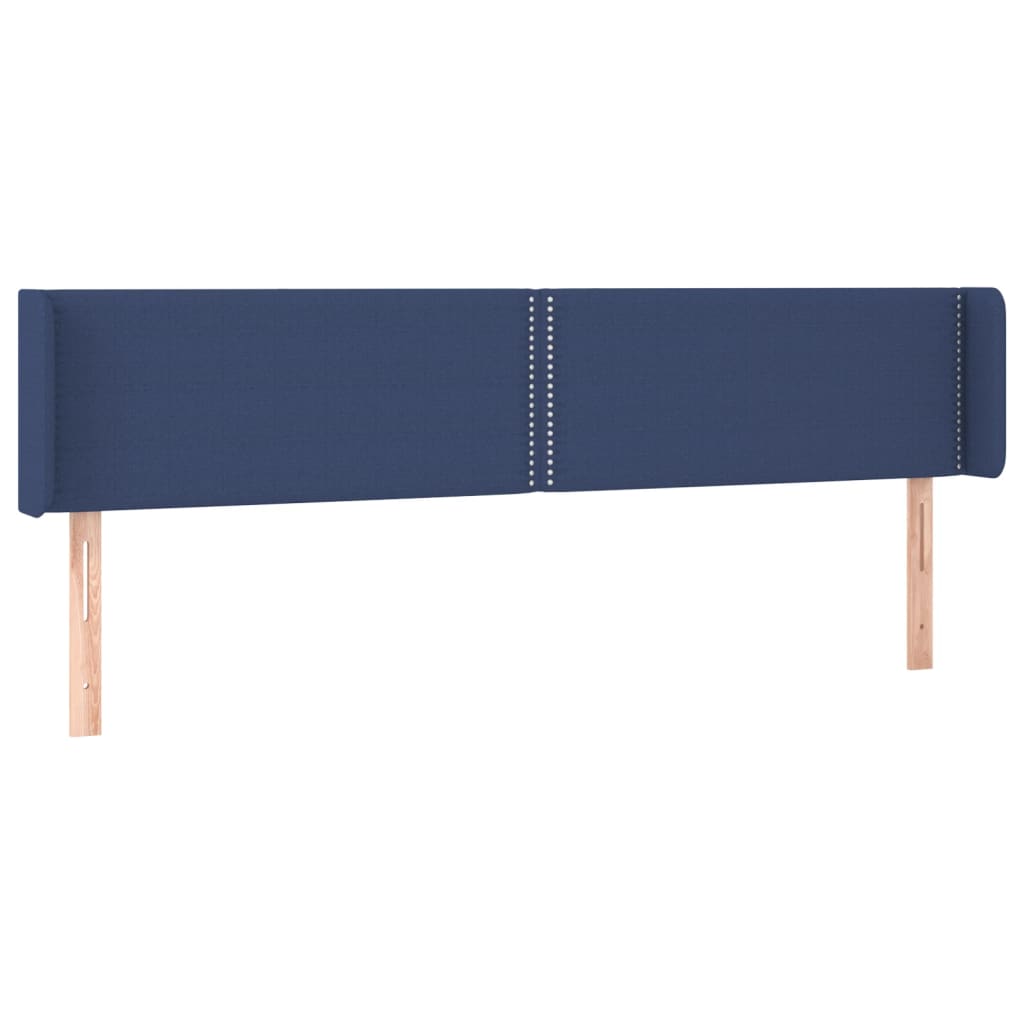sengegavl med LED-lys 183x16x78/88 cm stof blå