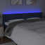 sengegavl med LED-lys 183x16x78/88 cm stof blå