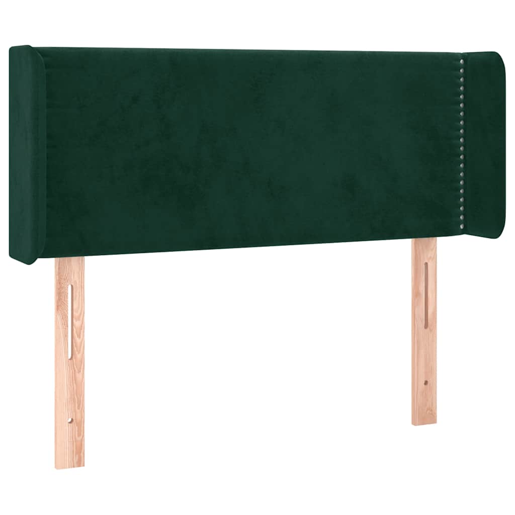 sengegavl med LED-lys 103x16x78/88 cm fløjl mørkegrøn