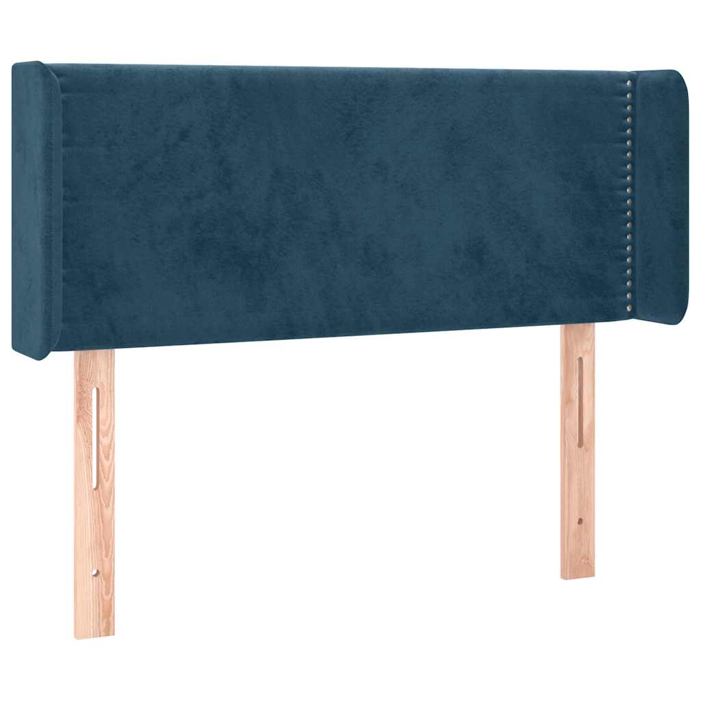sengegavl med LED-lys 103x16x78/88 cm fløjl mørkeblå