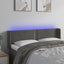sengegavl med LED-lys 147x16x78/88 cm fløjl mørkegrå