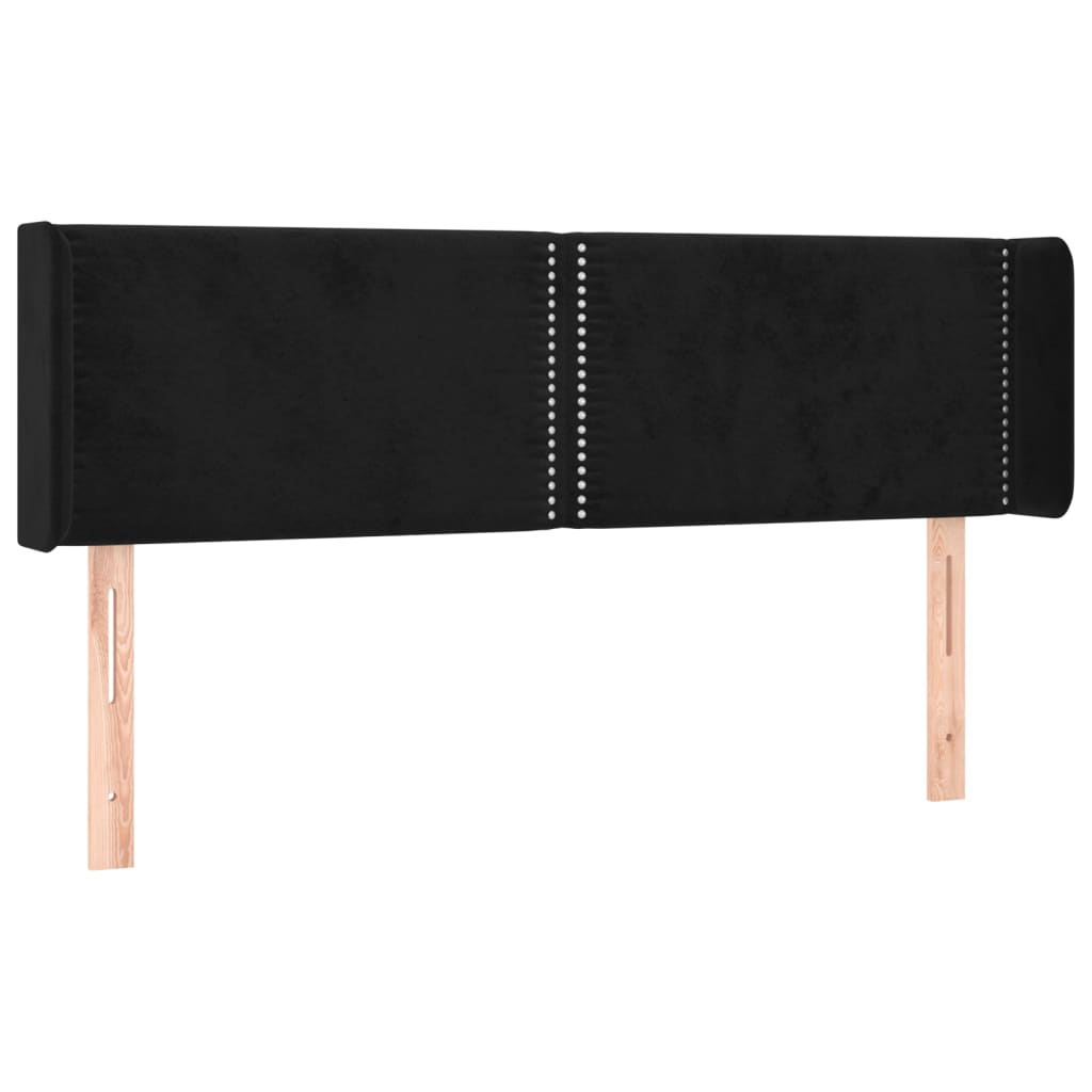 sengegavl med LED-lys 147x16x78/88 cm fløjl sort