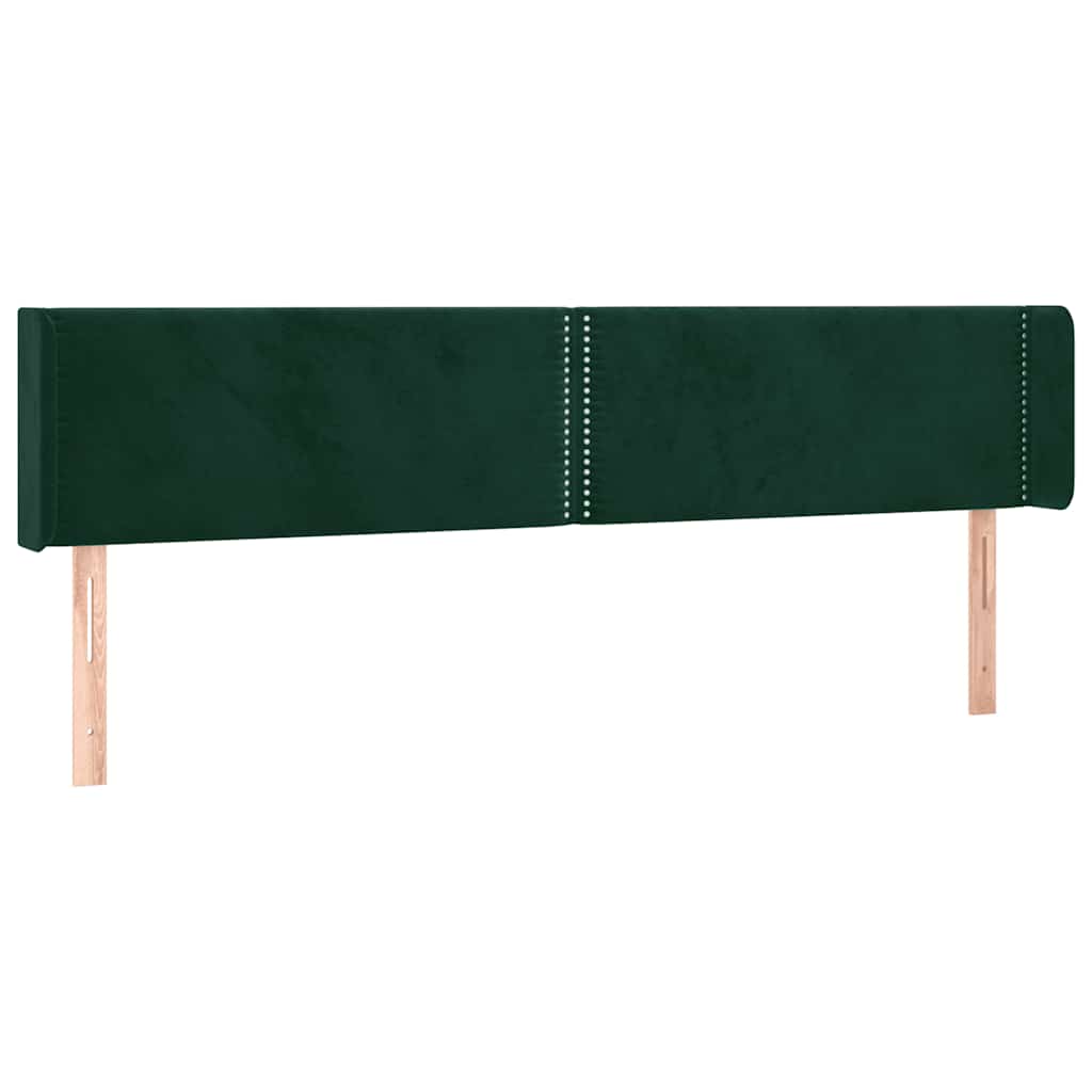 sengegavl med LED-lys 183x16x78/88 cm fløjl mørkegrøn