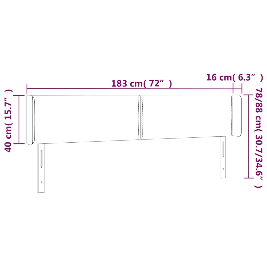 sengegavl med LED-lys 183x16x78/88 cm fløjl mørkegrøn