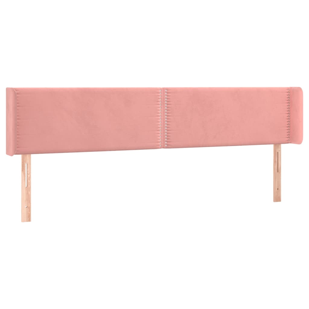 sengegavl med LED-lys 183x16x78/88 cm fløjl lyserød
