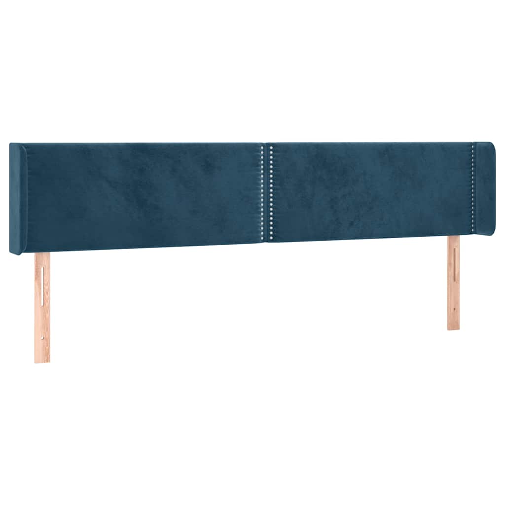 sengegavl med LED-lys 203x16x78/88 cm fløjl mørkeblå