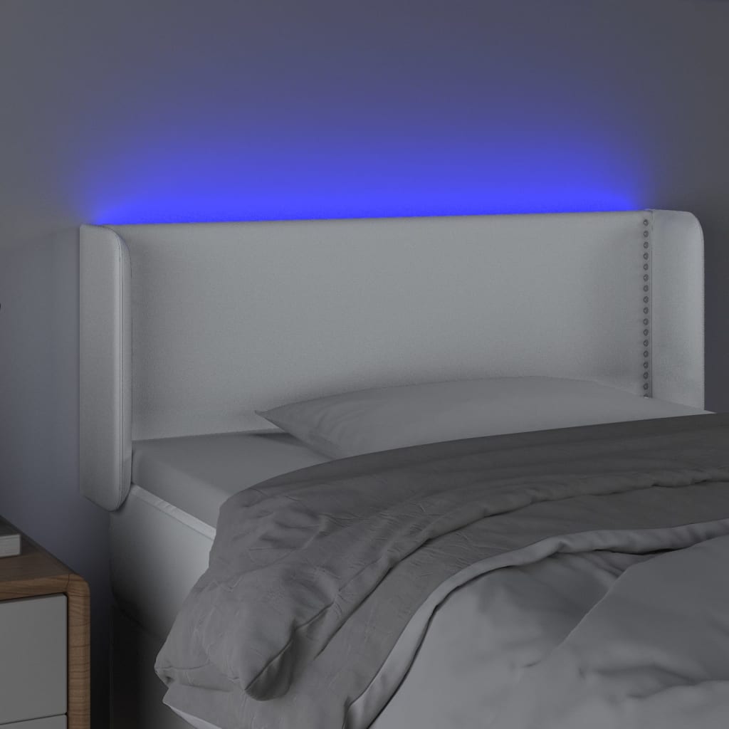 sengegavl med LED-lys 103x16x78/88 cm kunstlæder hvid