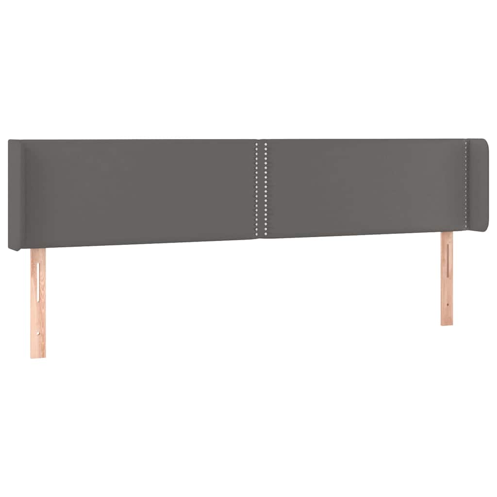sengegavl med LED-lys 203x16x78/88 cm kunstlæder grå