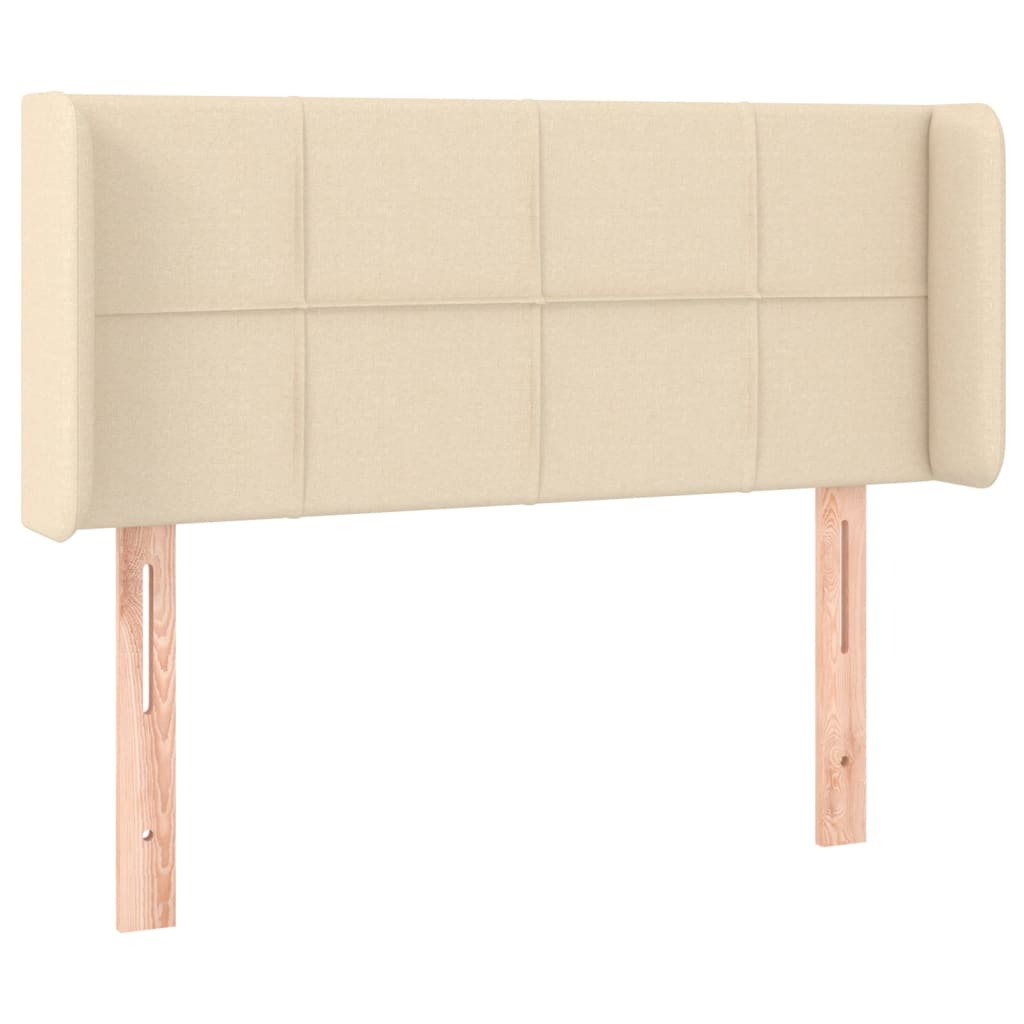 sengegavl med LED-lys 83x16x78/88 cm stof cremefarvet