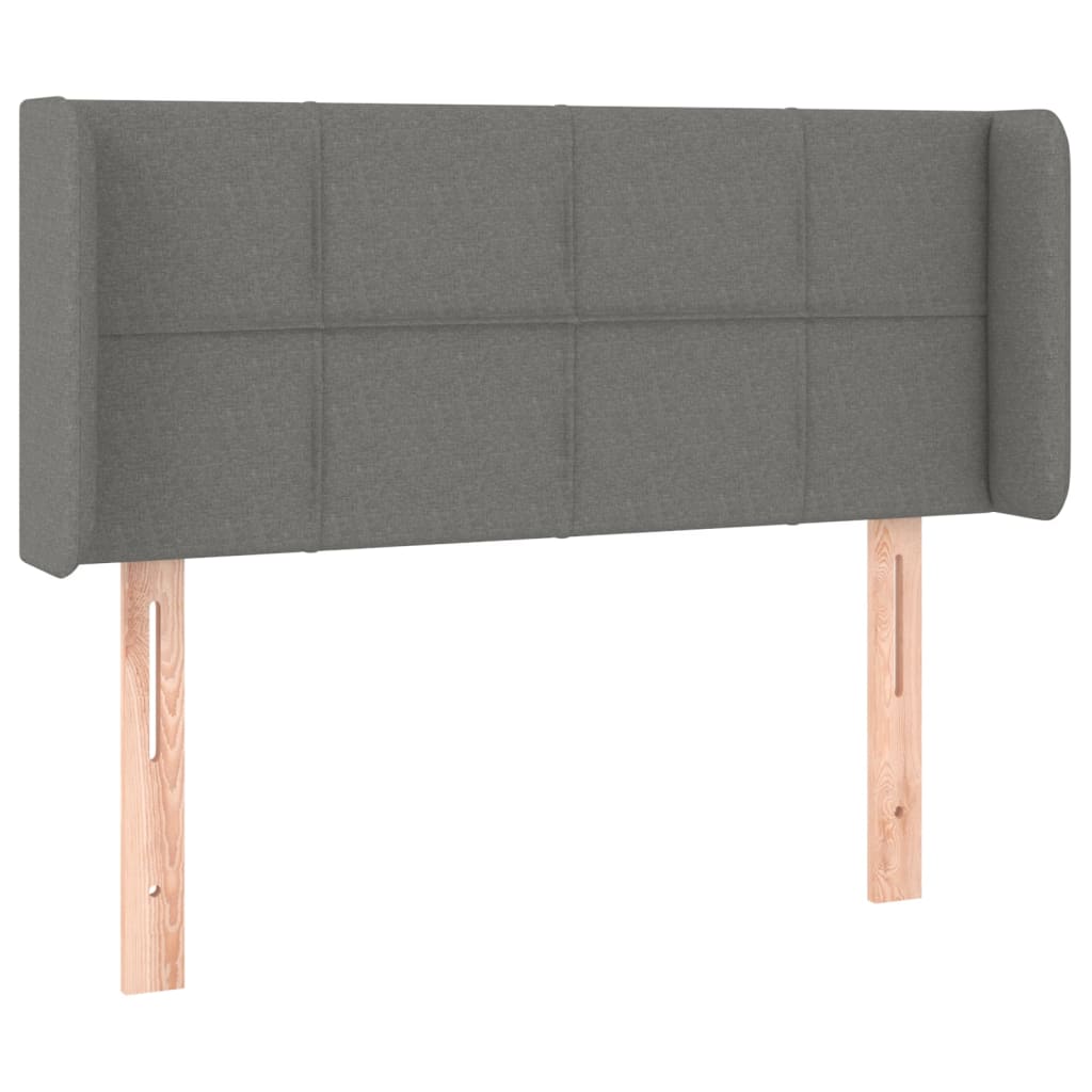 sengegavl med LED-lys 93x16x78/88 cm stof mørkegrå