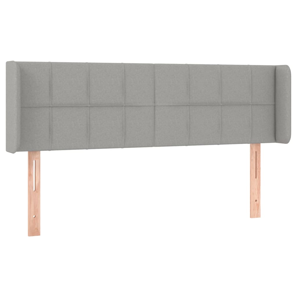sengegavl med LED-lys 147x16x78/88 cm stof lysegrå