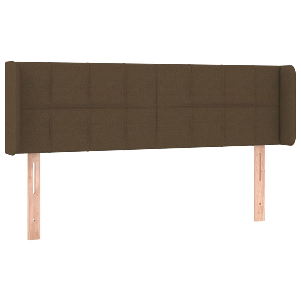 sengegavl med LED-lys 147x16x78/88 cm stof mørkebrun