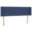 sengegavl med LED-lys 147x16x78/88 cm stof blå