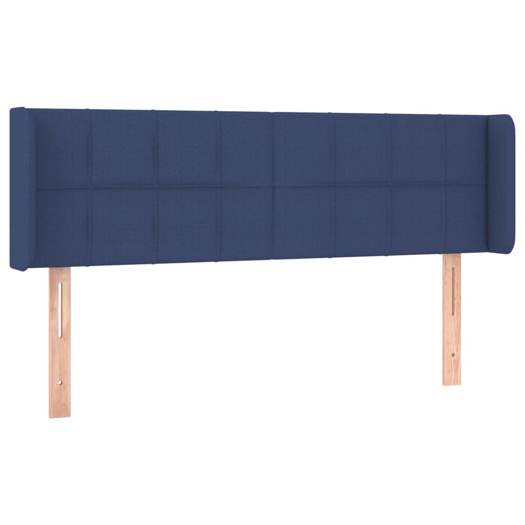 sengegavl med LED-lys 147x16x78/88 cm stof blå