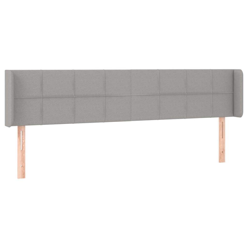 sengegavl med LED-lys 163x16x78/88 cm stof lysegrå