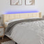 sengegavl med LED-lys 183x16x78/88 cm stof cremefarvet