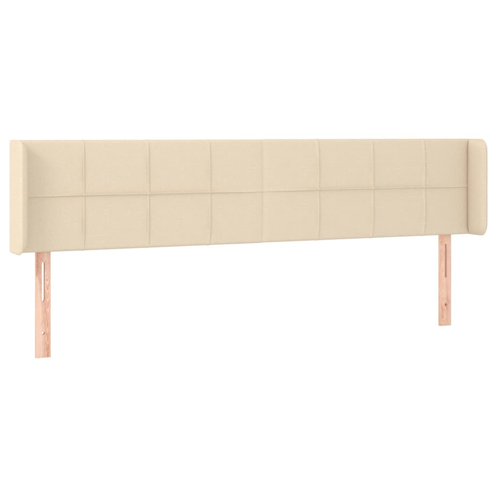 sengegavl med LED-lys 203x16x78/88 cm stof cremefarvet
