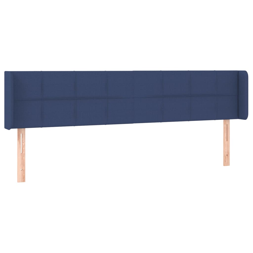 sengegavl med LED-lys 203x16x78/88 cm stof blå