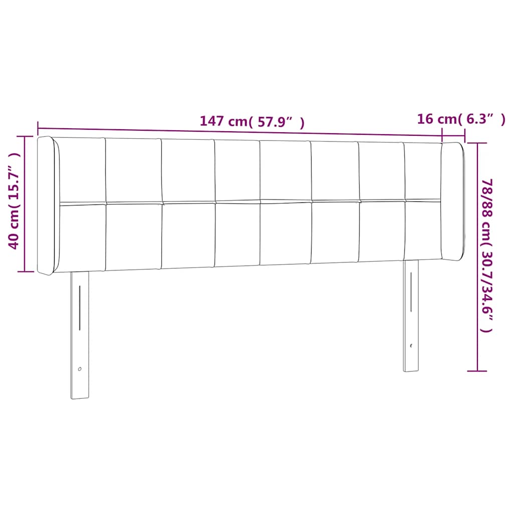 sengegavl med LED-lys 147x16x78/88 cm fløjl mørkegrøn
