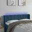 sengegavl med LED-lys 147x16x78/88 cm fløjl mørkeblå