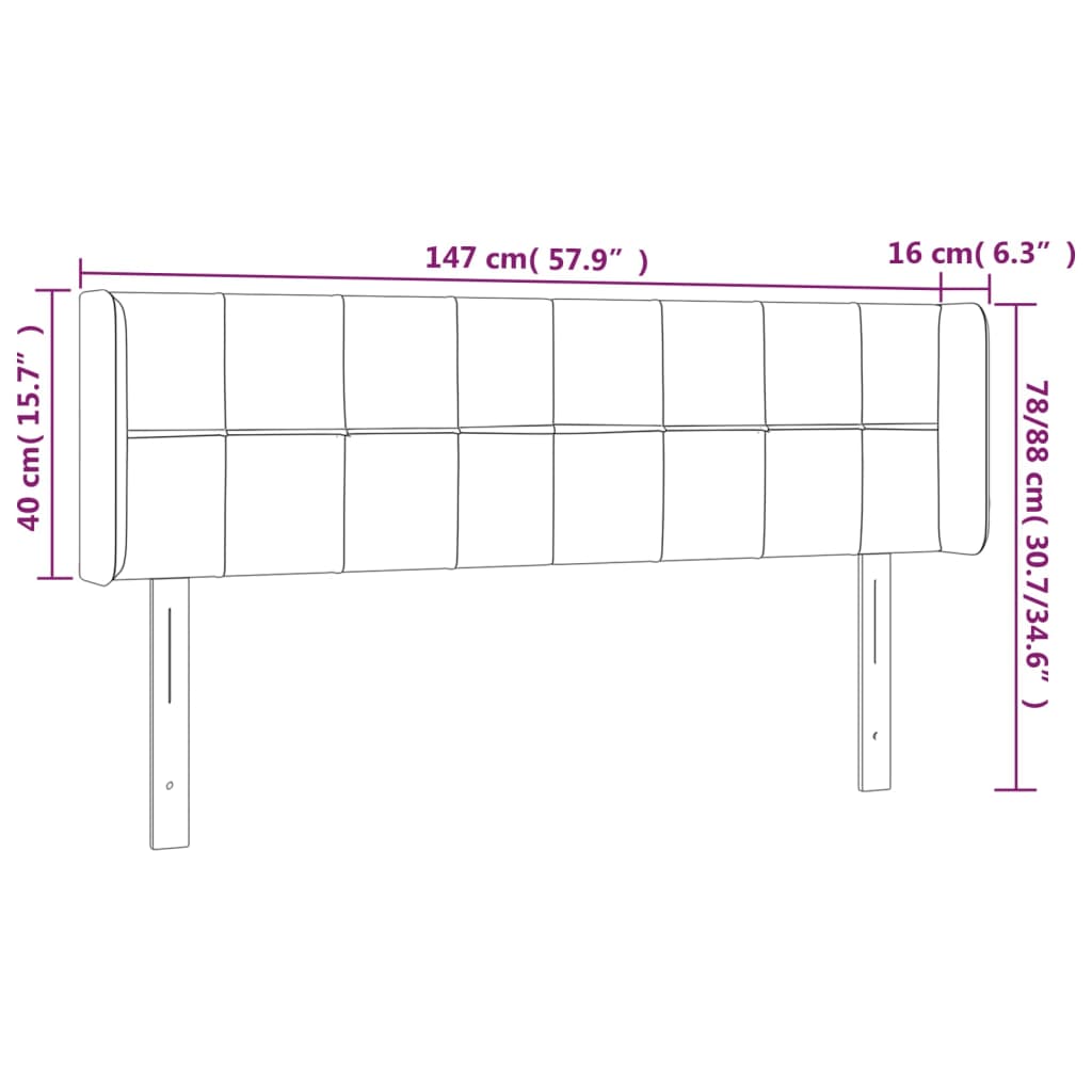 sengegavl med LED-lys 147x16x78/88 cm fløjl lyserød