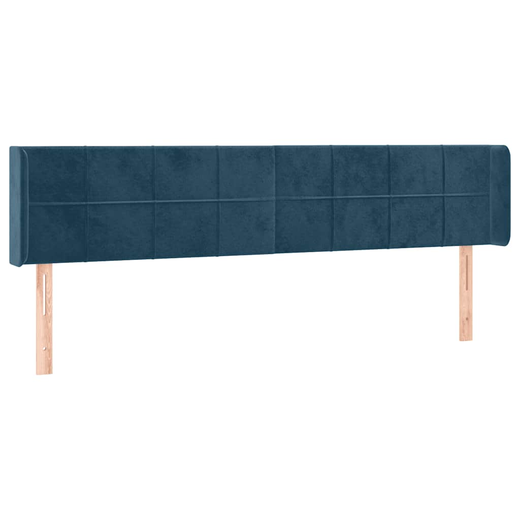 sengegavl med LED-lys 183x16x78/88 cm fløjl mørkeblå