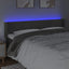 sengegavl med LED-lys 203x16x78/88 cm fløjl mørkegrå