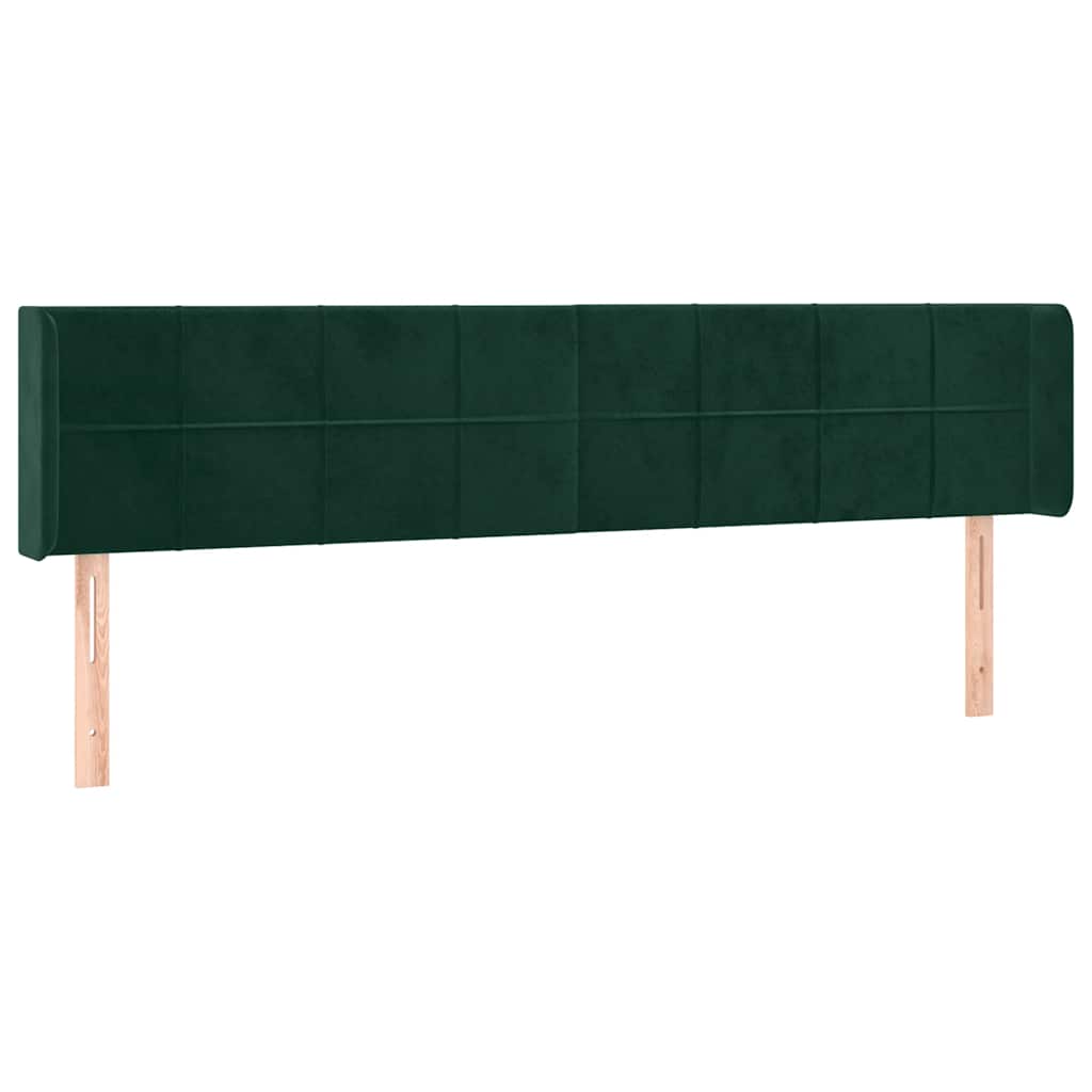 sengegavl med LED-lys 203x16x78/88 cm fløjl mørkegrøn