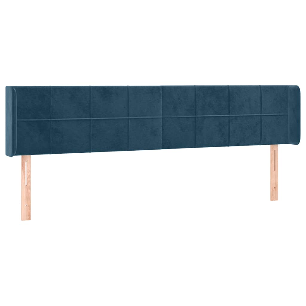 sengegavl med LED-lys 203x16x78/88 cm fløjl mørkeblå