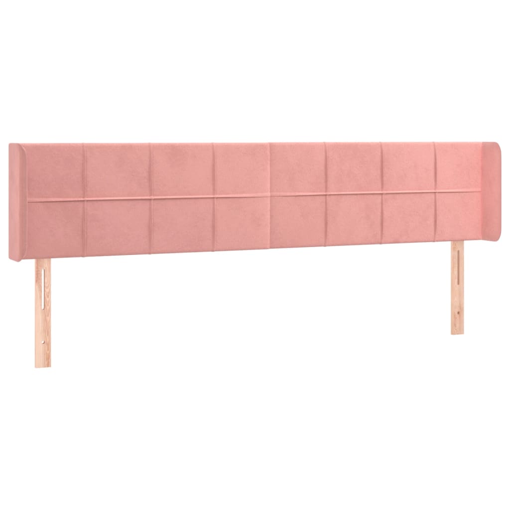 sengegavl med LED-lys 203x16x78/88 cm fløjl lyserød