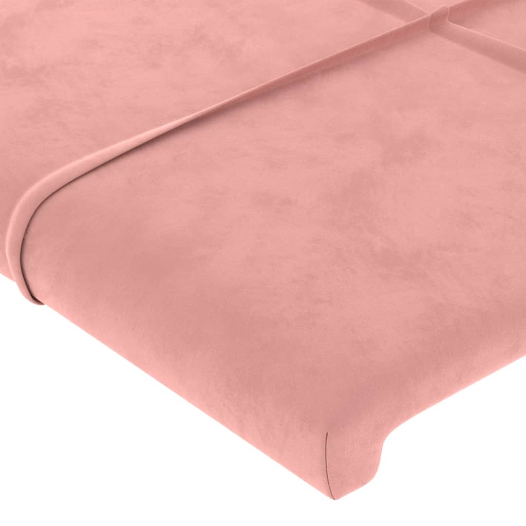sengegavl med LED-lys 203x16x78/88 cm fløjl lyserød