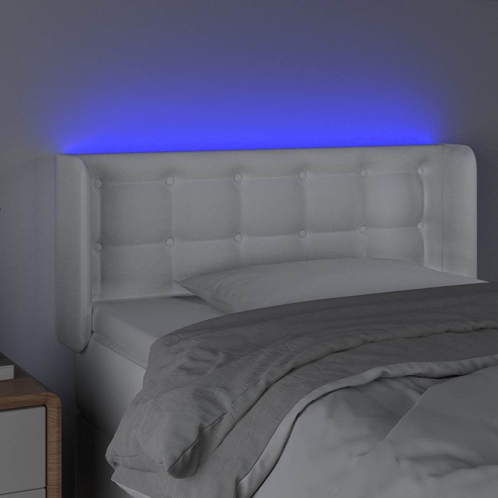 sengegavl med LED-lys 93x16x78/88 cm kunstlæder hvid