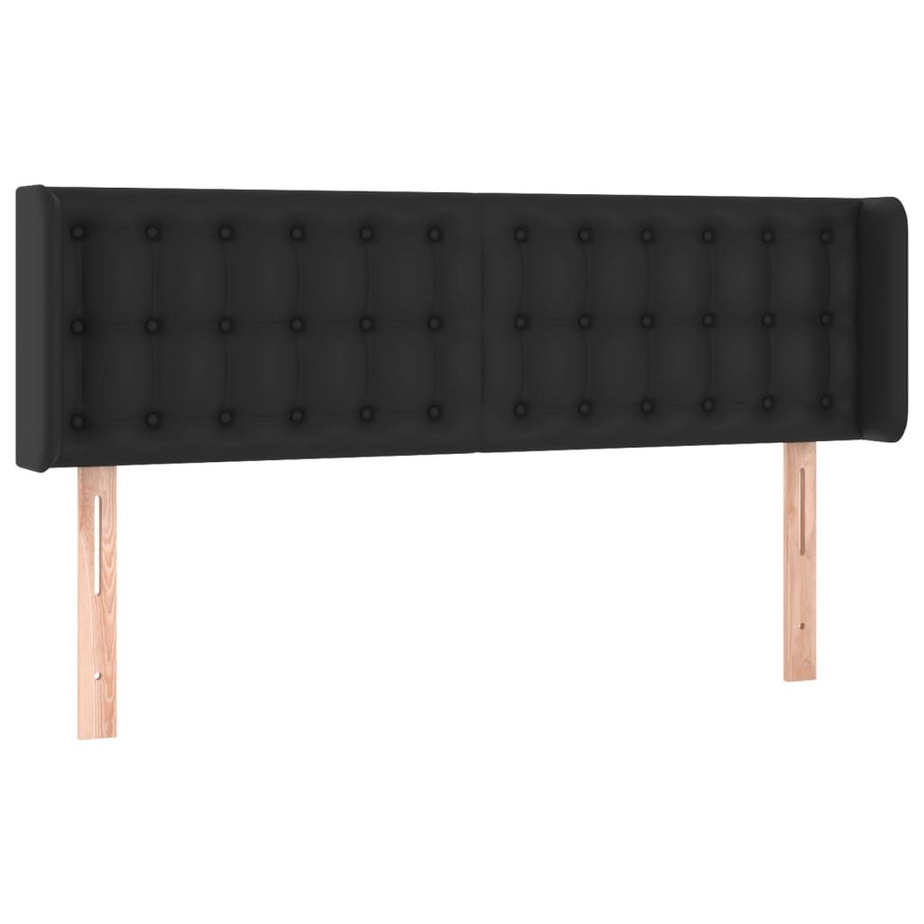 sengegavl med LED-lys 147x16x78/88 cm kunstlæder sort