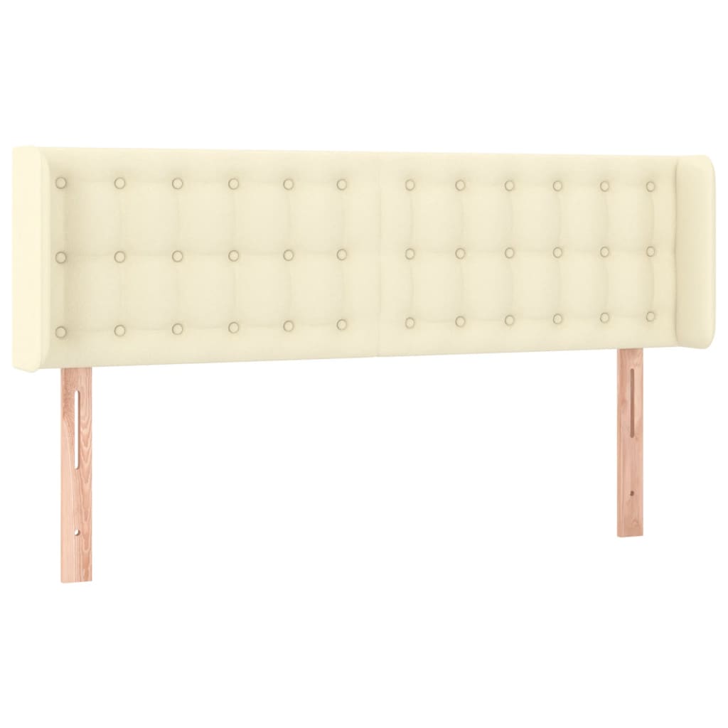 sengegavl med LED-lys 147x16x78/88 cm kunstlæder cremefarvet