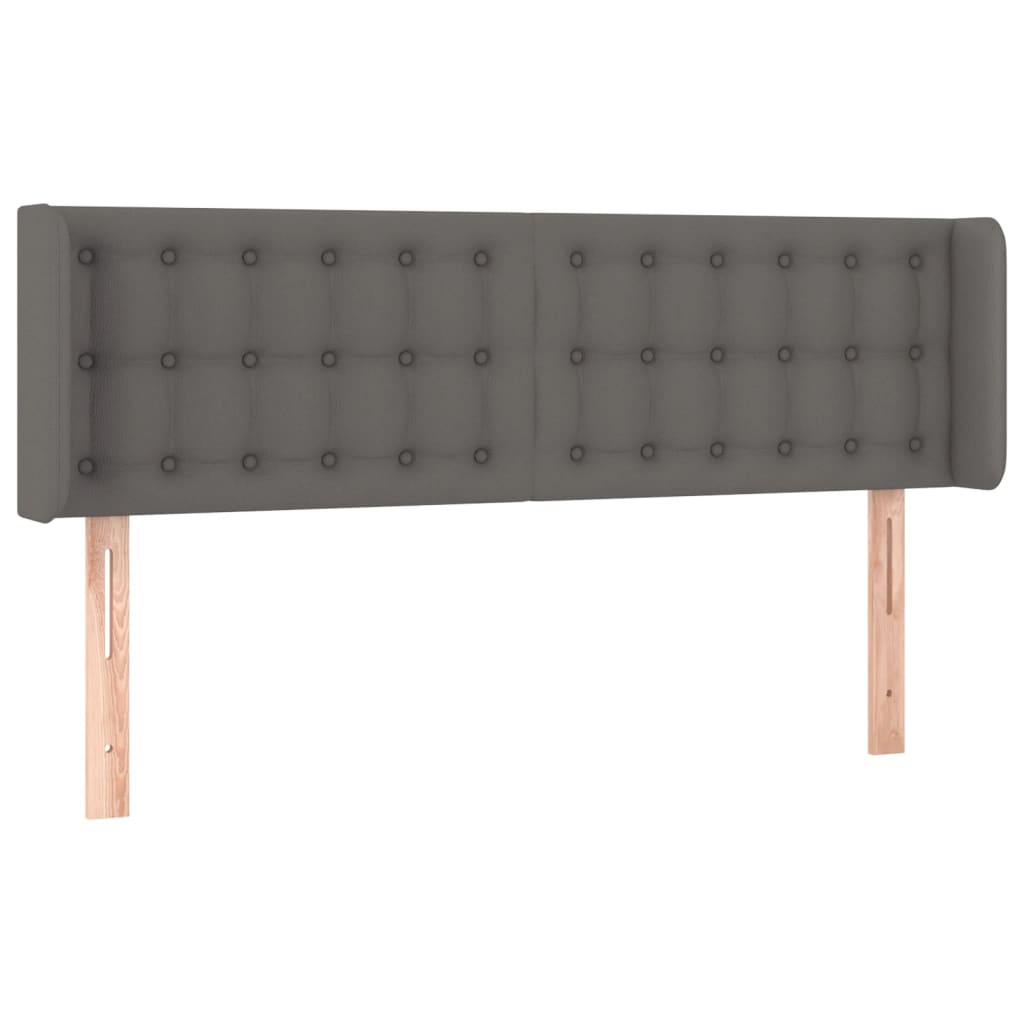 sengegavl med LED-lys 147x16x78/88 cm kunstlæder grå