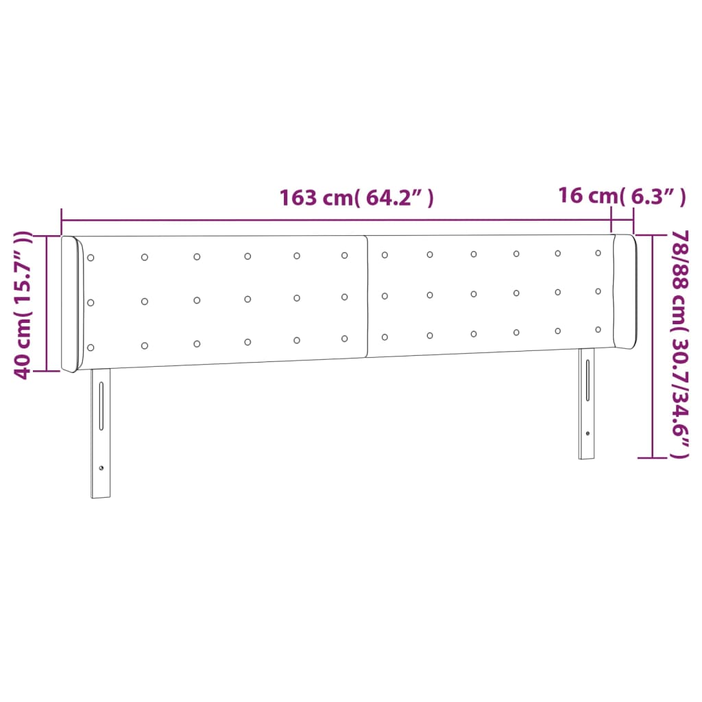 sengegavl med LED-lys 163x16x78/88 cm kunstlæder sort