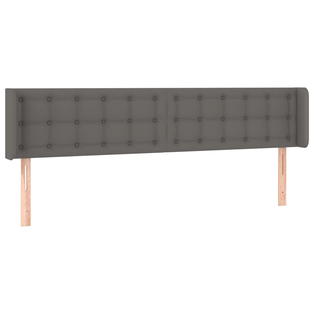 sengegavl med LED-lys 183x16x78/88 cm kunstlæder grå