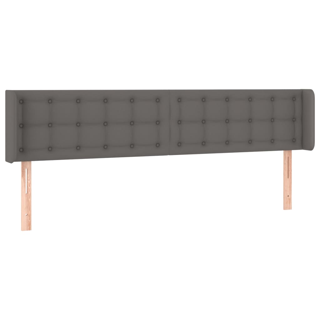 sengegavl med LED-lys 203x16x78/88 cm kunstlæder grå