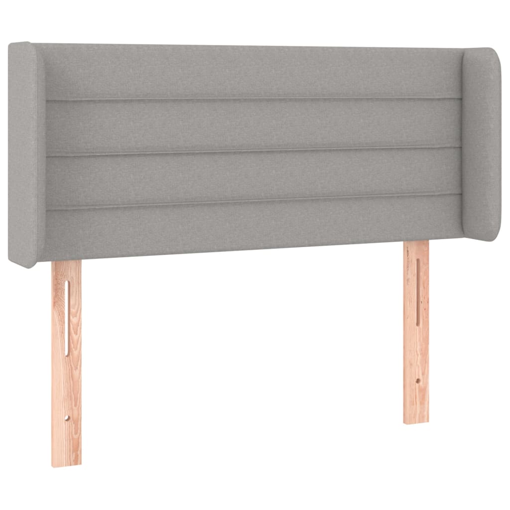 sengegavl med LED-lys 83x16x78/88 cm stof lysegrå