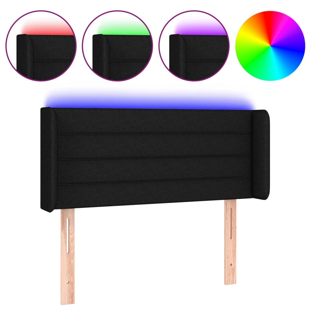 sengegavl med LED-lys 83x16x78/88 cm stof sort