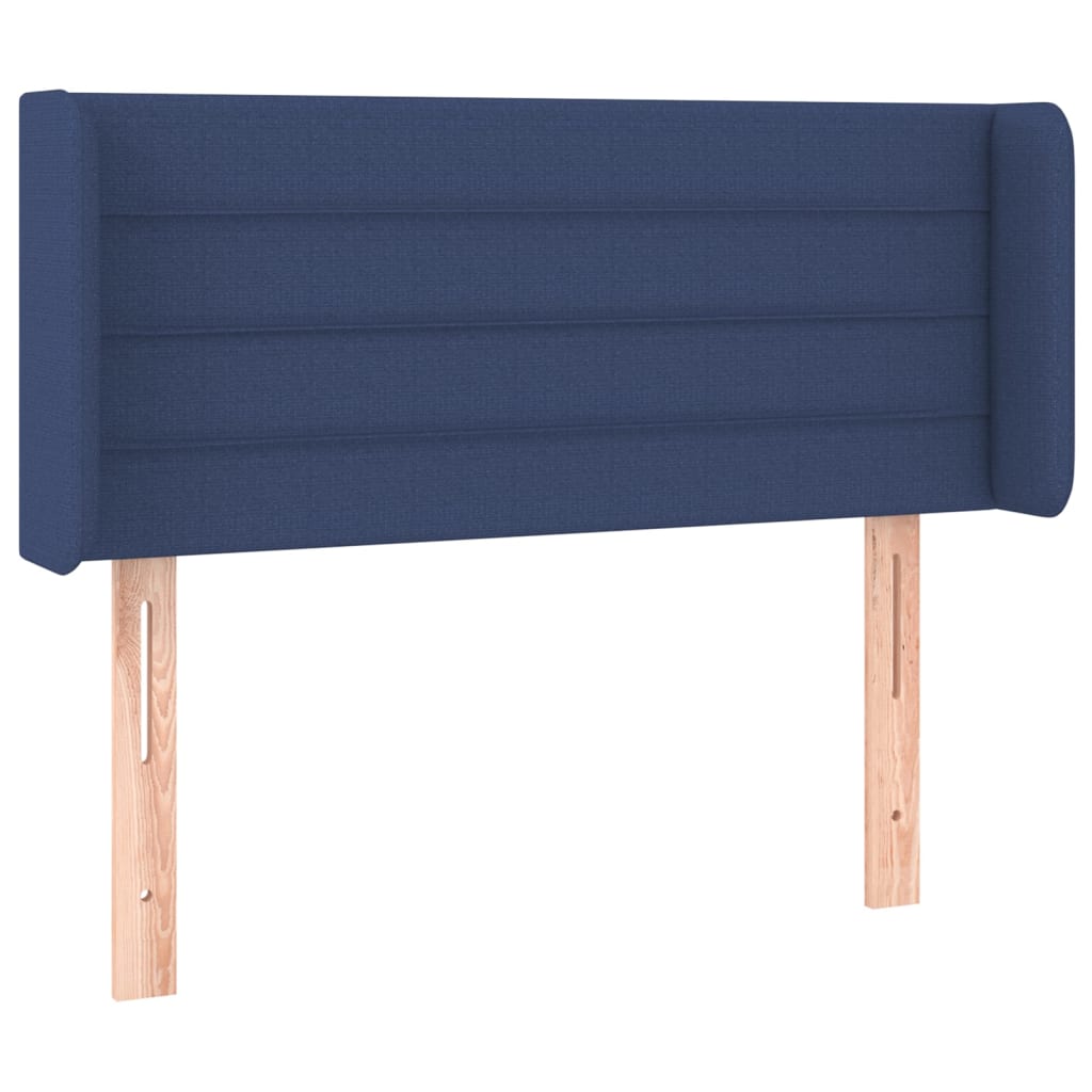 sengegavl med LED-lys 83x16x78/88 cm stof blå