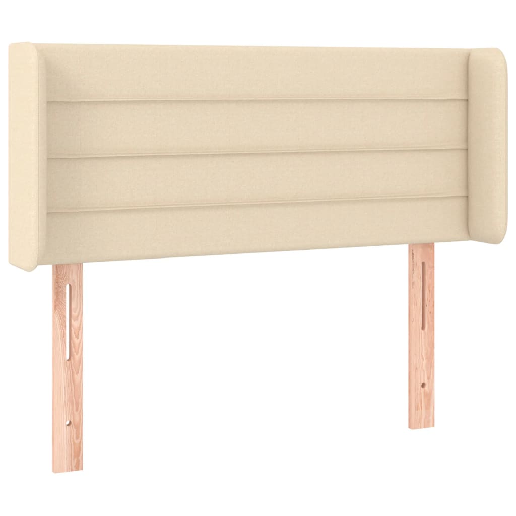 sengegavl med LED-lys 103x16x78/88 cm stof cremefarvet