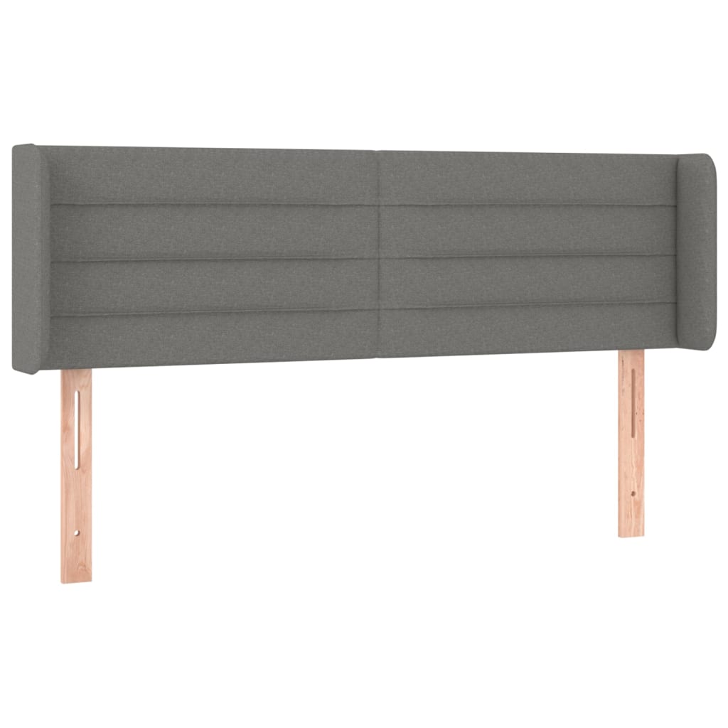 sengegavl med LED-lys 147x16x78/88 cm stof mørkegrå